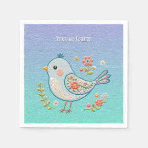 Serviette En Papier Petite serviette Florale d'oiseaux bleus