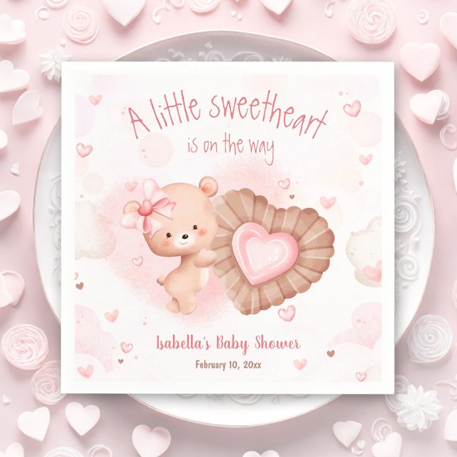 Serviette En Papier Petite serviettes de Baby shower rose amoureuse (Little Sweetheart Pink Baby Shower Napkins)