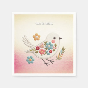 Serviette En Papier Petite serviettes florales d'oiseaux blancs