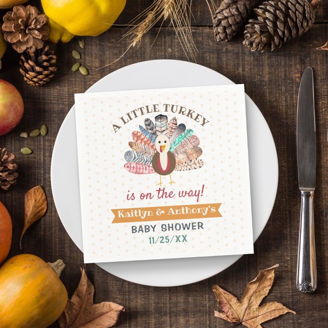 Serviette En Papier Petite Turquie En Route ! Baby shower de Thanksgiv (Créateur téléchargé)