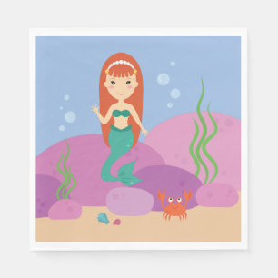 Serviette En Papier Petite vie marine sous-marine de sirène