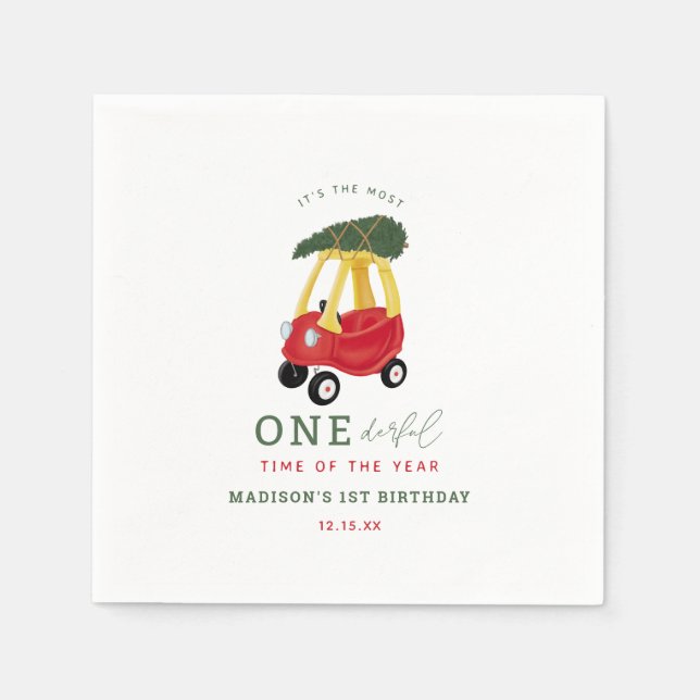 Serviette En Papier Petite Voiture Vacances Onederday Party (Devant)