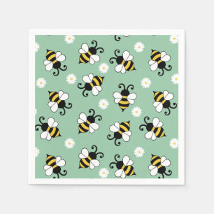 Serviette En Papier Petites abeilles mignonnes et fleurs marguerites m