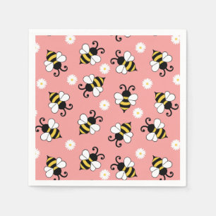 Serviette En Papier Petites abeilles mignonnes et fleurs marguerites m