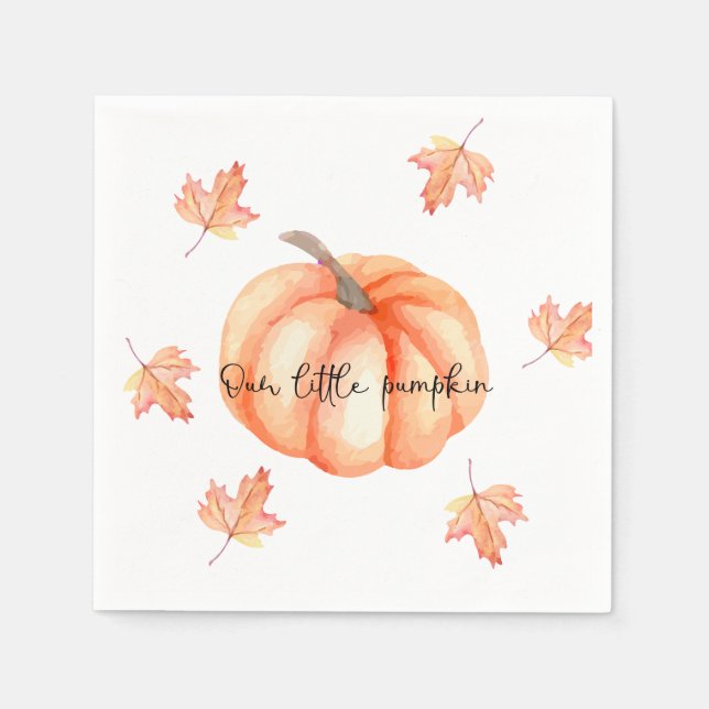 Serviette En Papier Petites feuilles de chute d'aquarelle Citrouille (Devant)