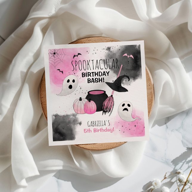 Serviette En Papier Petites Filles Spooktacular Halloween Anniversaire (Créateur téléchargé)