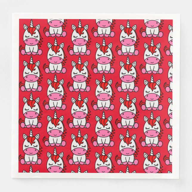 Serviette En Papier Petites filles Unicorn Pony (Devant)