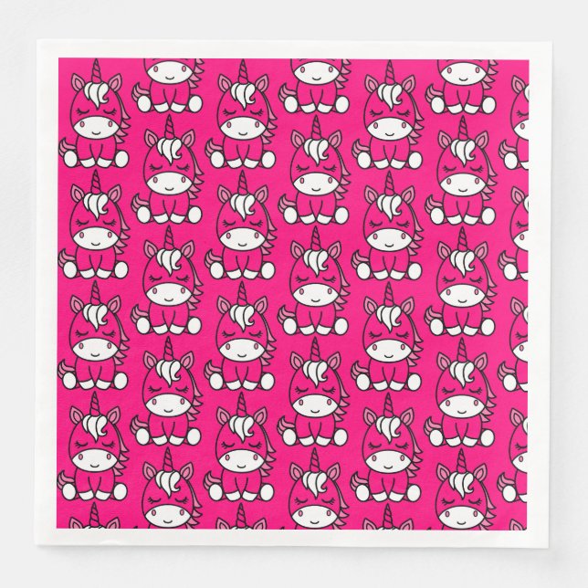 Serviette En Papier Petites filles Unicorn Pony (Devant)