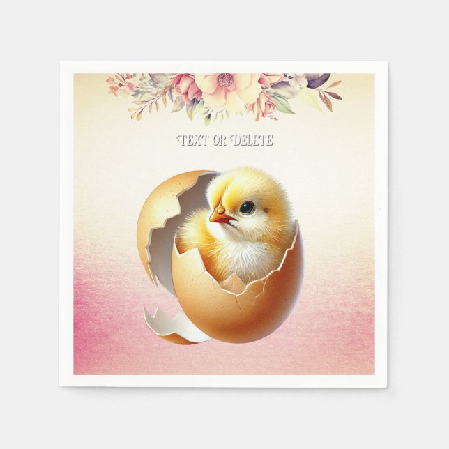 Serviette En Papier Petites serviettes florales d'éclosion de poulet (Devant)