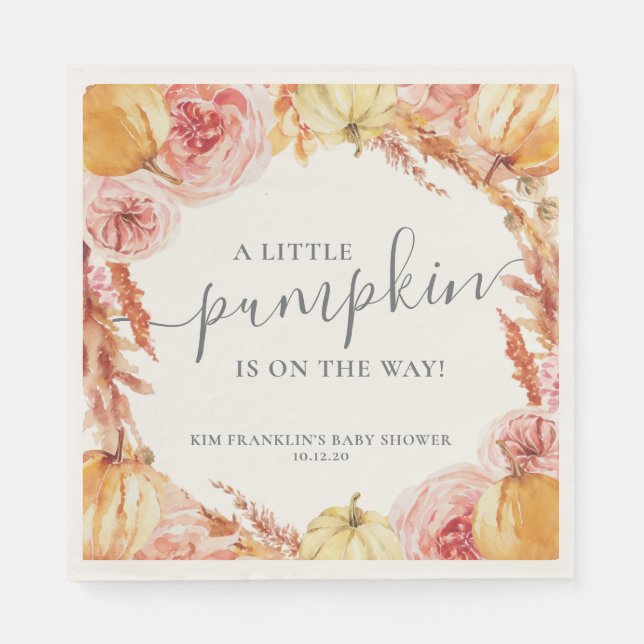 Serviette En Papier Petits Baby showers Citrouilles (Devant)