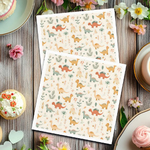 Serviette En Papier Petits Dinosaures Beige Neutre Tons