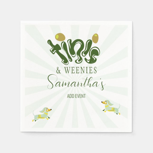 Serviette En Papier Petits pois verts et Tinis Fête d'anniversaire Mar (Devant)