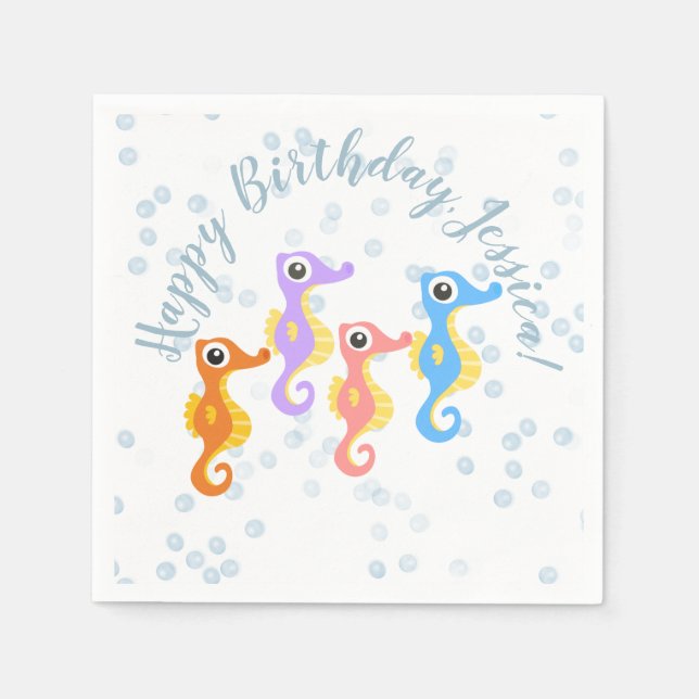 Serviette En Papier Petits Seahores (Devant)
