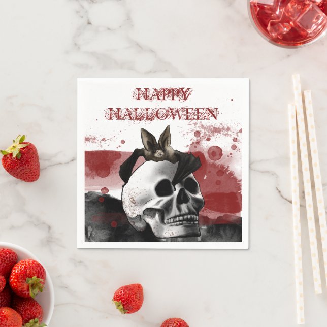 Serviette En Papier Peur crâne sanglant Happy Halloween Party (En situation)