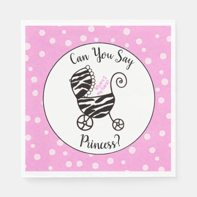 Serviette En Papier Peux-tu dire Princesse ? Baby shower (Devant)