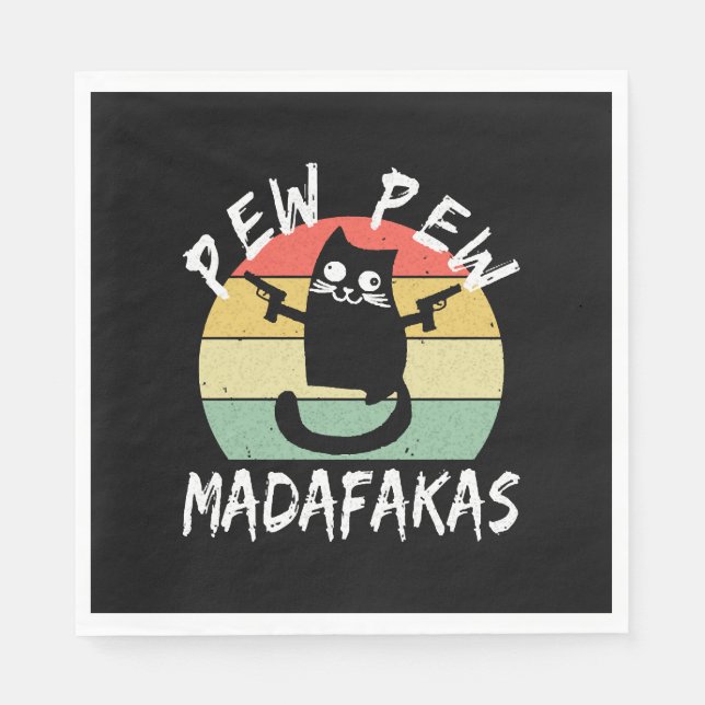 Serviette En Papier Pew Pew espèces d'idiots Chat Drôle Chat Fou  (Devant)