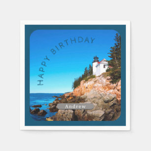 Serviette En Papier Phare de Bass Harbour Anniversaire Acadia NP