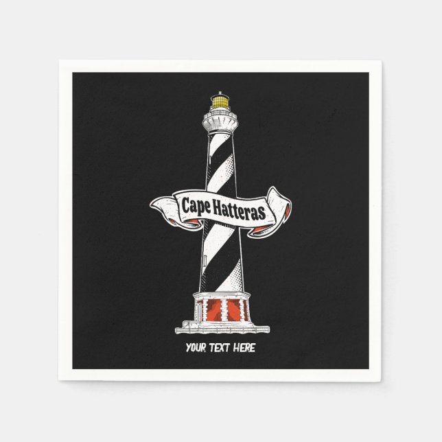 Serviette En Papier Phare de Cape Hatteras noir et blanc (Devant)