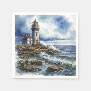 Serviette En Papier Phare de Charme avec Vagues