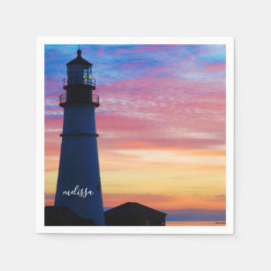 Serviette En Papier Phare de Portland Head Sunrise Maine