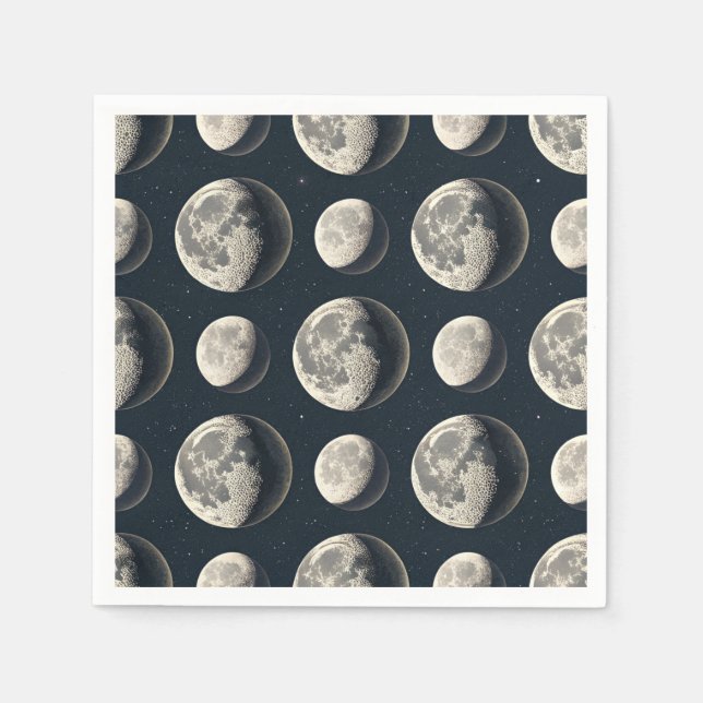 Serviette En Papier Phase Lunaire Céleste (2) (Devant)