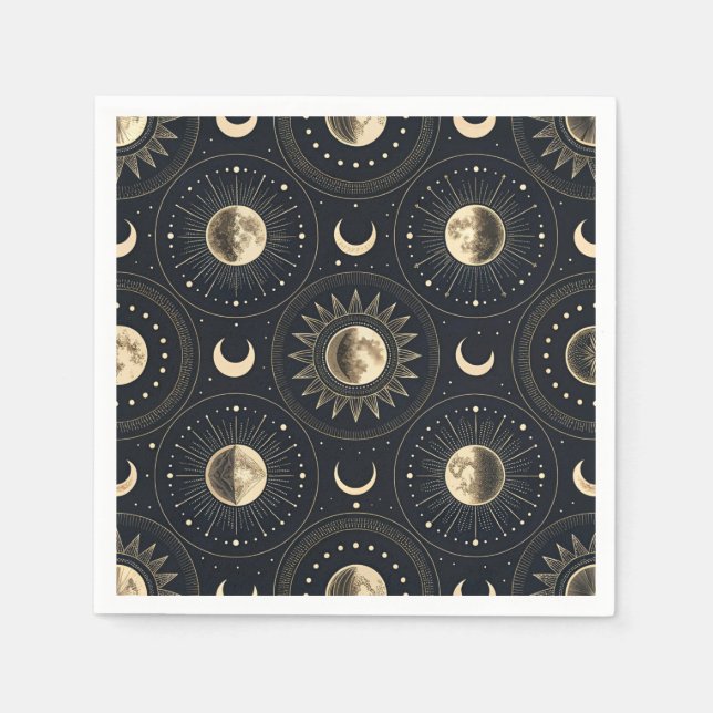 Serviette En Papier Phase Lunaire Céleste (4) (Devant)