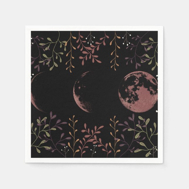 Serviette En Papier Phases de lune foncée (Devant)