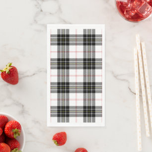 Serviette En Papier Pherson tartan noir blanc plaid
