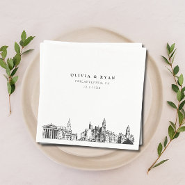 Serviette En Papier Philadelphia Skyline Mariage papier Cocktail Napki