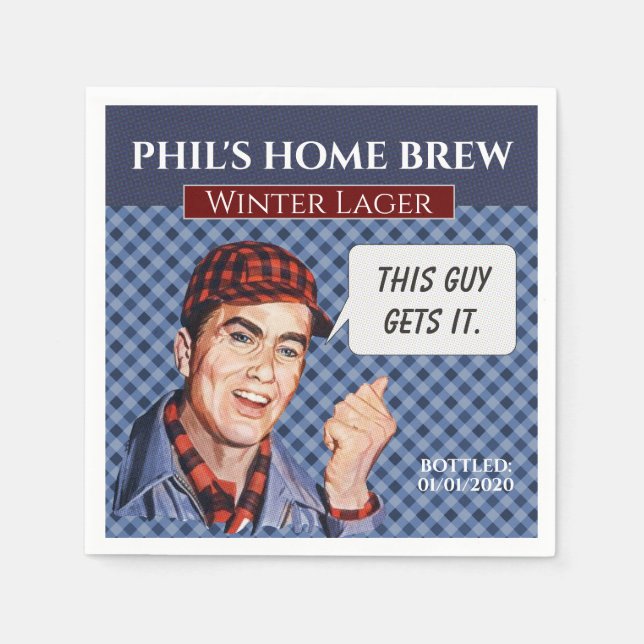 Serviette En Papier Phil's Home Brew - plaid bleu (Devant)