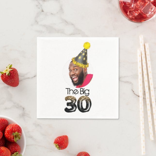 Serviette En Papier Photo 30th Birthday Modern Funny (En situation)