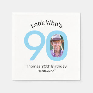 Serviette En Papier Photo Anniversaire 90 ans Joyeux 90e Anniversaire