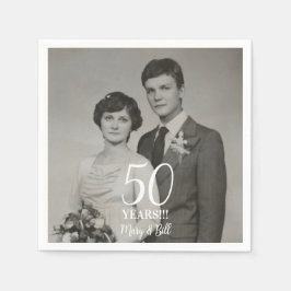 Serviette En Papier photo anniversaire de mariage personnalisée modern