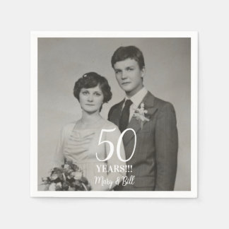 Serviette En Papier photo anniversaire de mariage personnalisée modern