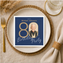 Photo Bleu Nuit Or Élégant Personnalisé 80e Annive