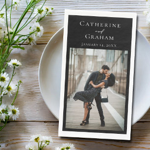 Serviette En Papier Photo chic d'un couple de mariés noirs