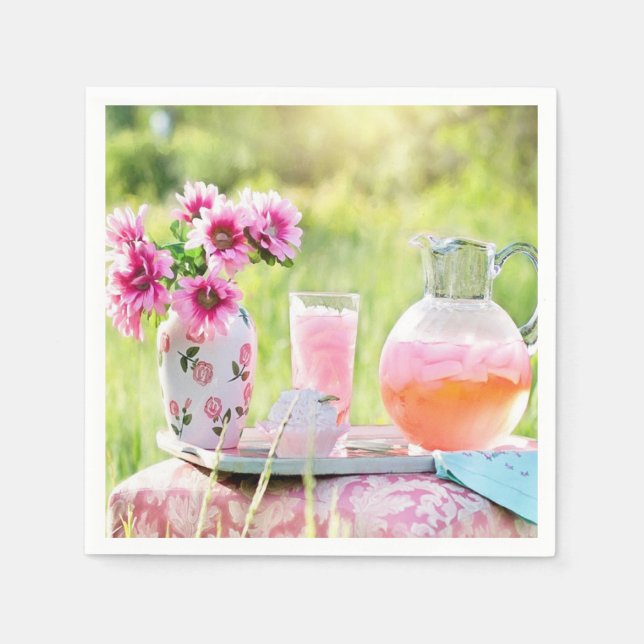 Serviette En Papier Photo citronnée rose (Devant)