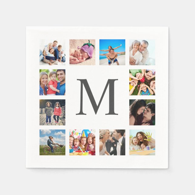 Serviette En Papier Photo Custom Family Collage Personnalité de White (Devant)