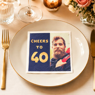 Serviette En Papier photo d'anniversaire 40 ans ballons bleus et or ac