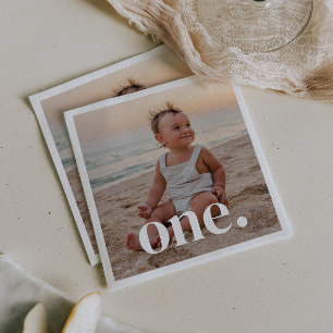 Serviette En Papier Photo de 1er anniversaire - un
