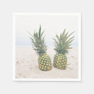 Serviette En Papier Photo de 2 ananas sur une plage