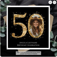 Photo de 50e anniversaire en paillettes dorées Adu