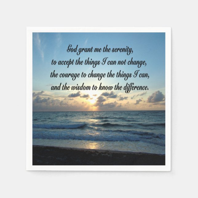 SERVIETTE EN PAPIER PHOTO DE BEAUTIFUL SERENITY PRAYER OCEAN (Devant)