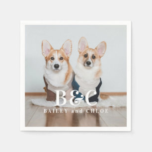 Serviette En Papier Photo de chien mignon avec nom