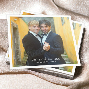 Serviette En Papier Photo de mariage homosexuel de deux mariés