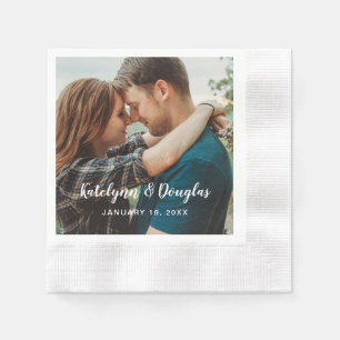 Serviette En Papier Photo de mariage personnalisée