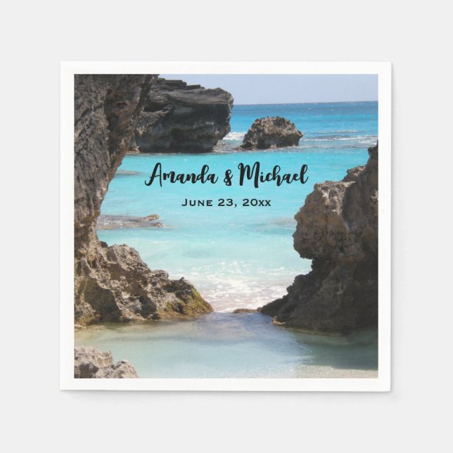 Serviette En Papier Photo de Tropical Island Coast & Sea Mariage (Devant)