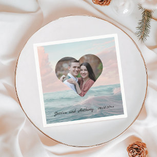 Serviette En Papier Photo du coeur du mariage sur la plage