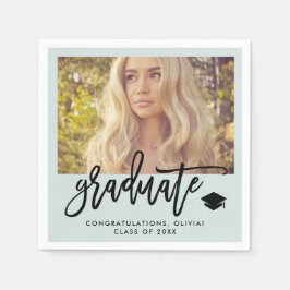 Serviette En Papier Photo et script tendance | Mint Green Graduate