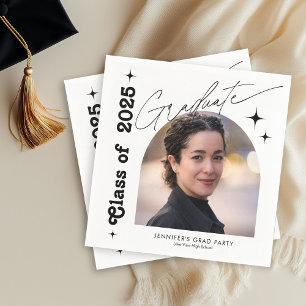 Serviette En Papier Photo Graduation Party Retro Typographie